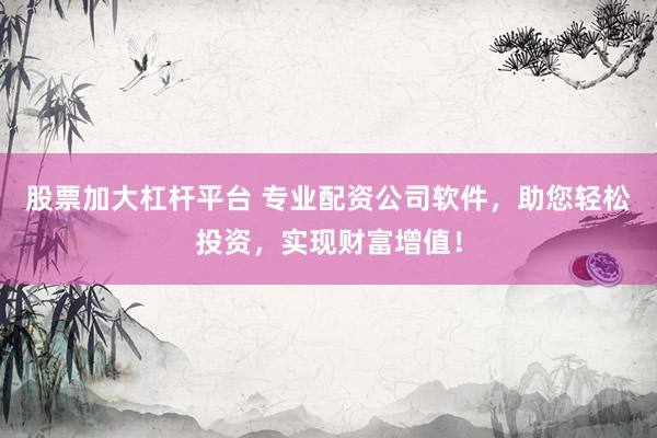 股票加大杠杆平台 专业配资公司软件，助您轻松投资，实现财富增值！