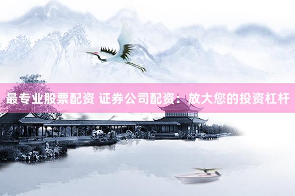 最专业股票配资 证券公司配资：放大您的投资杠杆