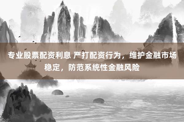 专业股票配资利息 严打配资行为，维护金融市场稳定，防范系统性金融风险