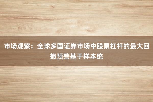 市场观察：全球多国证券市场中股票杠杆的最大回撤预警基于样本统