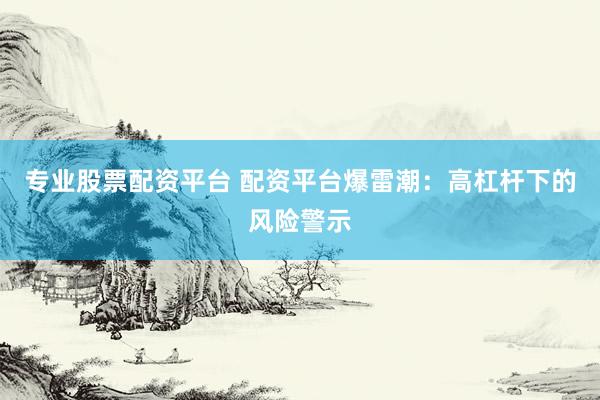专业股票配资平台 配资平台爆雷潮：高杠杆下的风险警示